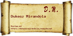 Dukesz Mirandola névjegykártya
